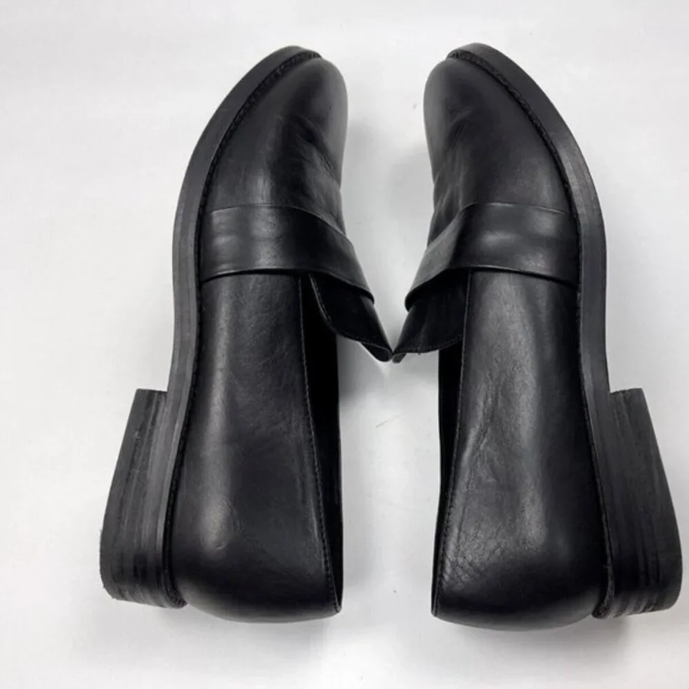 Eileen Fisher Hayes Smooth Leather Loafer Women 9 EUC Slip on 1'' Platform Black